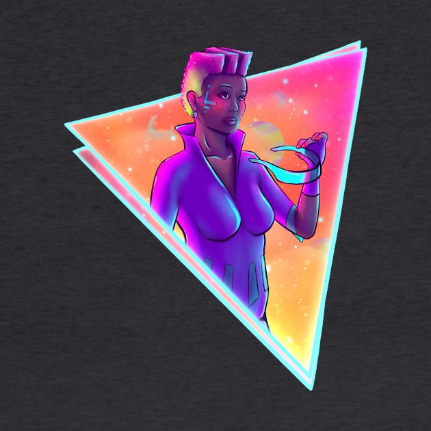 Space Girl Synthwave Cyberpunk Retro Futuristic Party Art by Dreambush